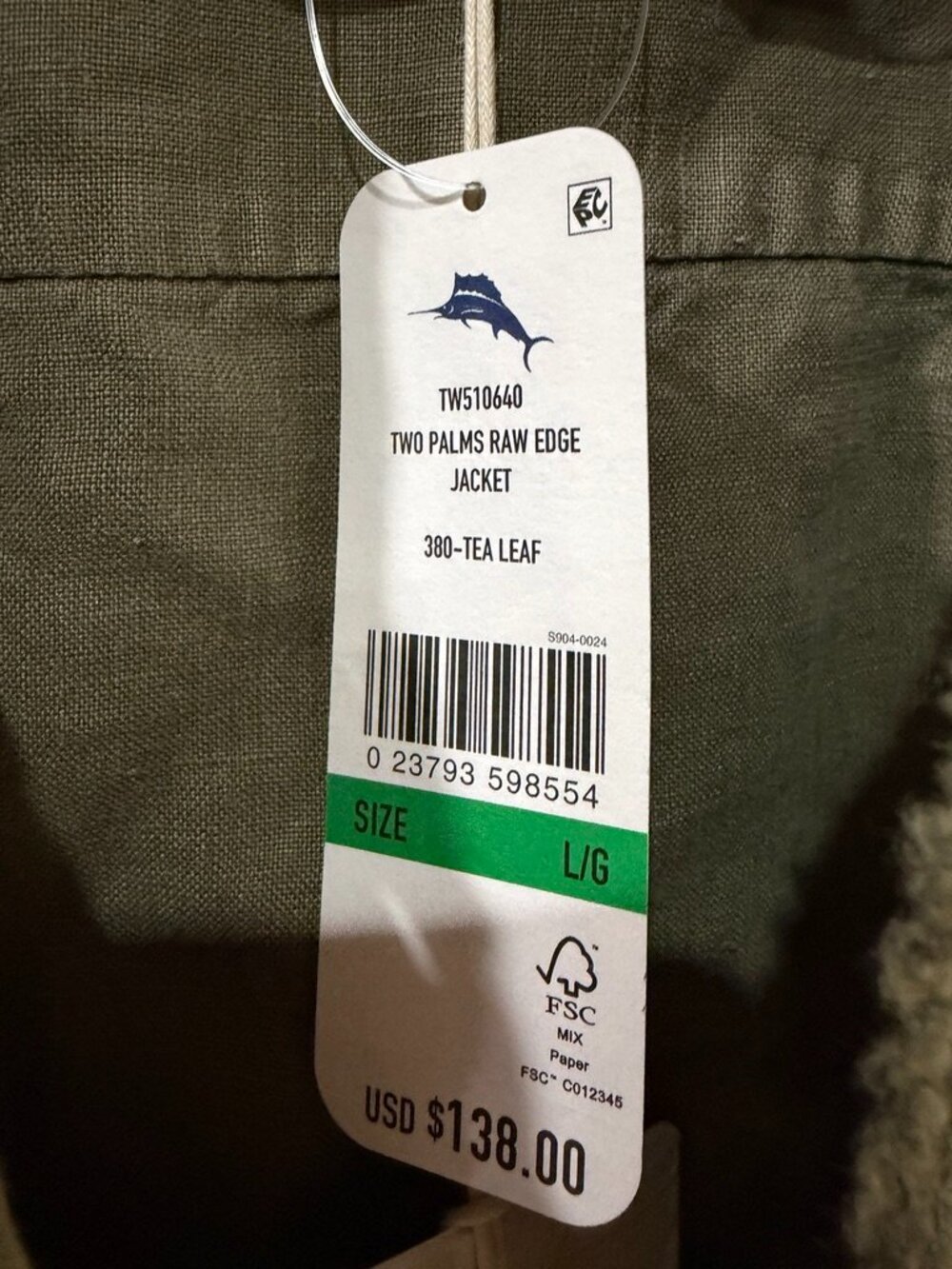 NWT Tommy Bahama Two Palm Raw Edge Point Collar Jacket Large Linen Travel NEW 💙 - Picture 4 of 10